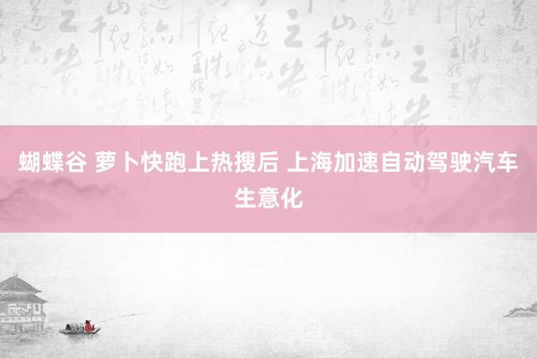 蝴蝶谷 萝卜快跑上热搜后 上海加速自动驾驶汽车生意化