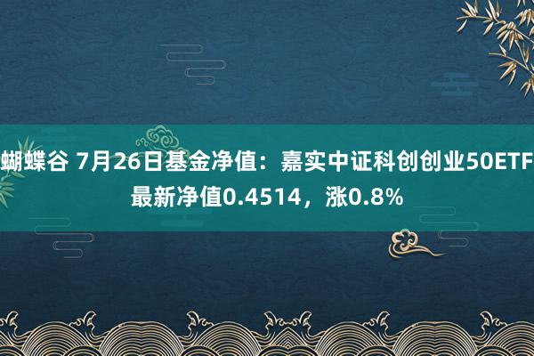 蝴蝶谷 7月26日基金净值：嘉实中证科创创业50ETF最新净值0.4514，涨0.8%
