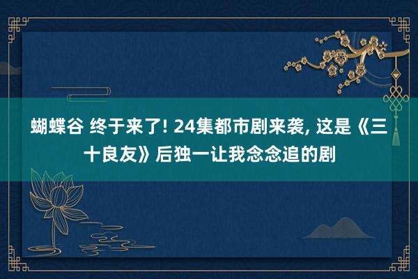 蝴蝶谷 终于来了! 24集都市剧来袭, 这是《三十良友》后独一让我念念追的剧