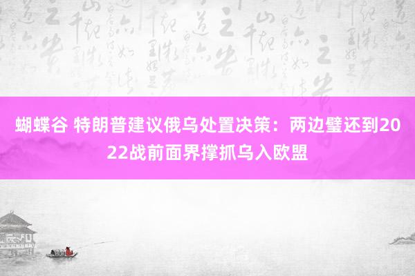 蝴蝶谷 特朗普建议俄乌处置决策：两边璧还到2022战前面界撑抓乌入欧盟