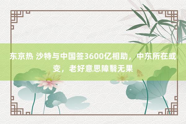 东京热 沙特与中国签3600亿相助，中东所在或变，老好意思障翳无果