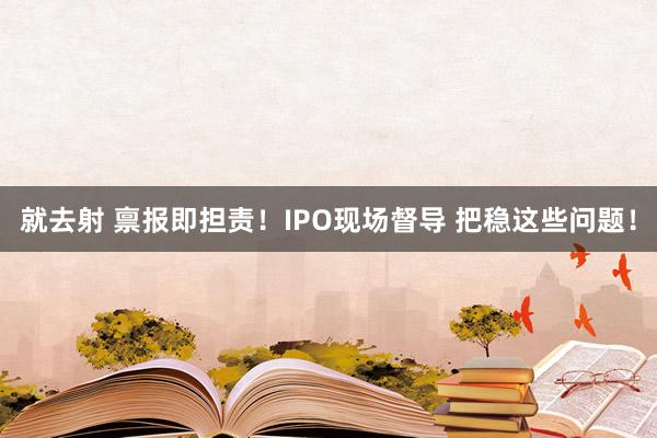 就去射 禀报即担责！IPO现场督导 把稳这些问题！