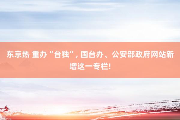 东京热 重办“台独”, 国台办、公安部政府网站新增这一专栏!