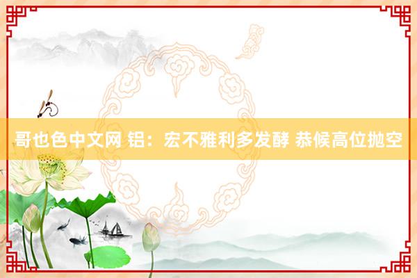 哥也色中文网 铝：宏不雅利多发酵 恭候高位抛空