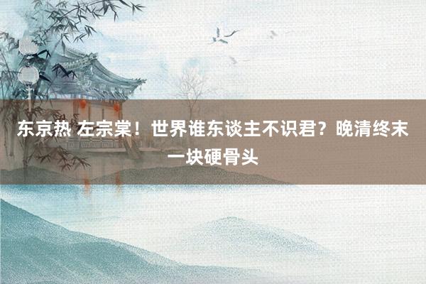 东京热 左宗棠！世界谁东谈主不识君？晚清终末一块硬骨头